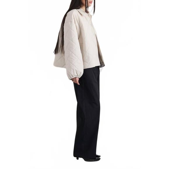 NEW MOD REF tie sleeve quilted long sleeve jacket in bone - Picture 4 of 6